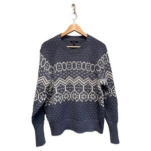 Alp N Rock Selena Fair Isle Sweater Chunky Heather Blue Oversize S NWT